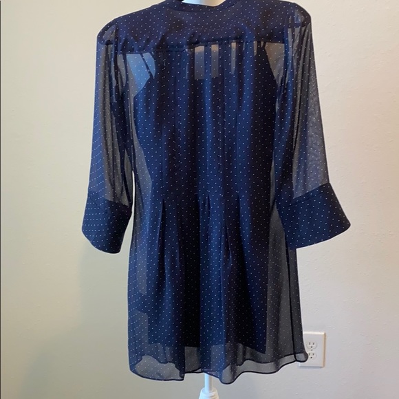 Club Monaco navy polka dot dress with slip. - Picture 2 of 2